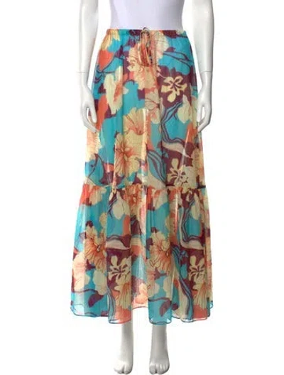 Pre-owned Alexis Floral Print Midi Length Skirt In Blue