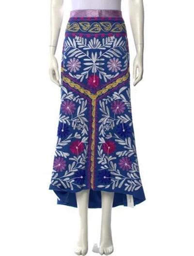 Pre-owned Alexis Floral Print Midi Length Skirt In Blue