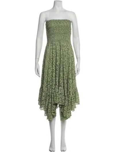 Pre-owned Alexis Floral Print Midi Length Skirt In Green
