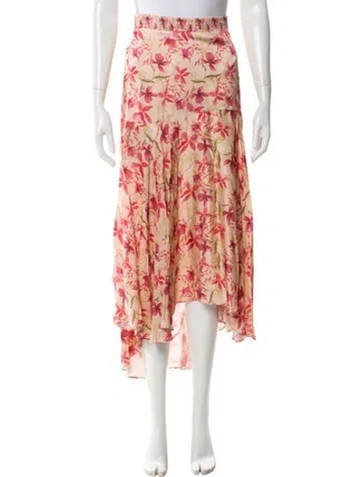 Pre-owned Alexis Floral Print Midi Length Skirt In Neutral