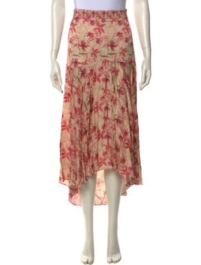 Pre-owned Alexis Floral Print Midi Length Skirt In Pink