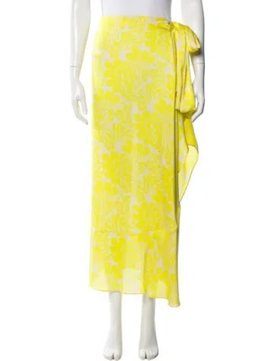 Pre-owned Alexis Floral Print Midi Length Skirt In Yellow