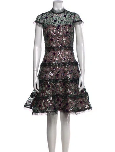 Pre-owned Alexis Floral Print Mini Dress In Black