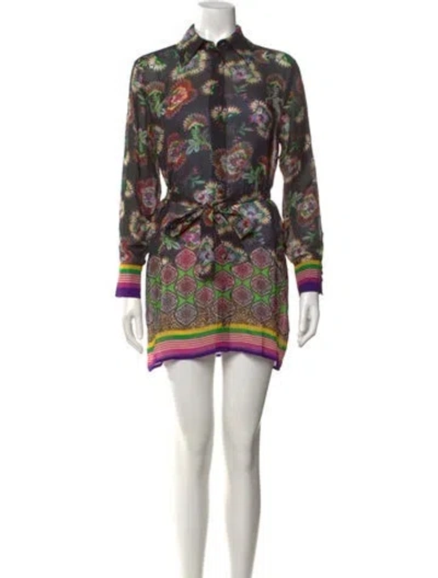 Pre-owned Alexis Floral Print Mini Dress In Black