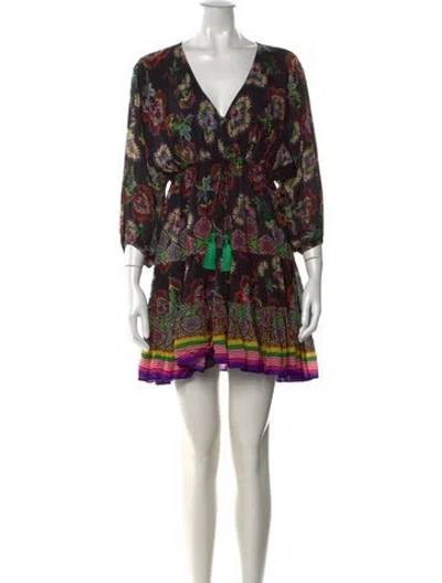 Pre-owned Alexis Floral Print Mini Dress In Black