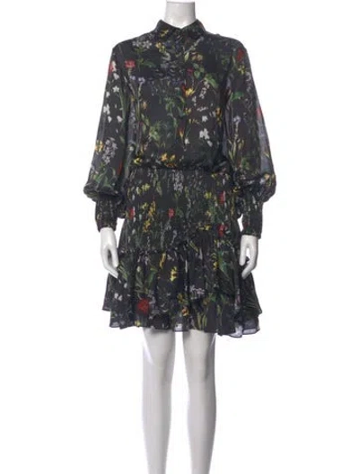 Pre-owned Alexis Floral Print Mini Dress In Black