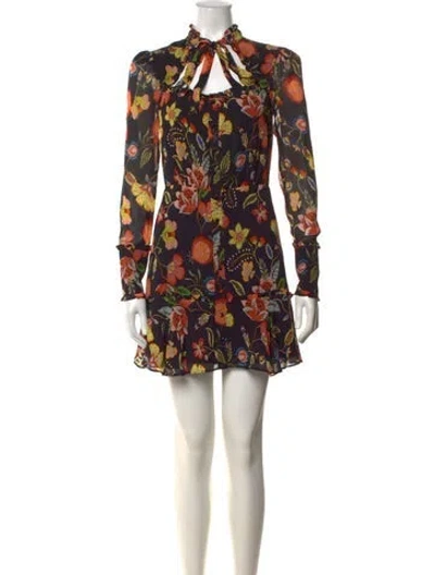 Pre-owned Alexis Floral Print Mini Dress In Black