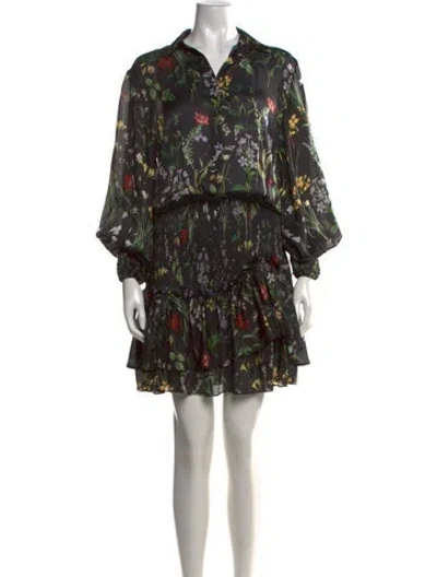 Pre-owned Alexis Floral Print Mini Dress In Black