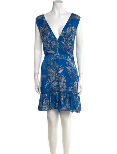 Pre-owned Alexis Floral Print Mini Dress In Blue