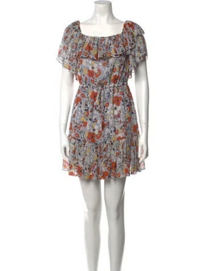 Pre-owned Alexis Floral Print Mini Dress In Blue