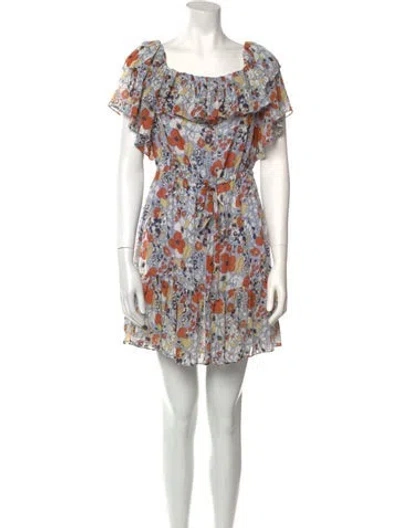 Pre-owned Alexis Floral Print Mini Dress In Blue