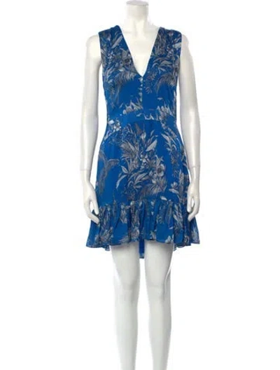 Pre-owned Alexis Floral Print Mini Dress In Blue
