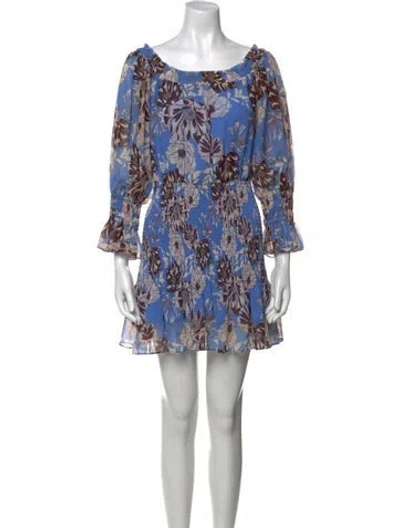 Pre-owned Alexis Floral Print Mini Dress In Blue