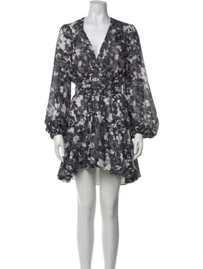 Pre-owned Alexis Floral Print Mini Dress In Blue