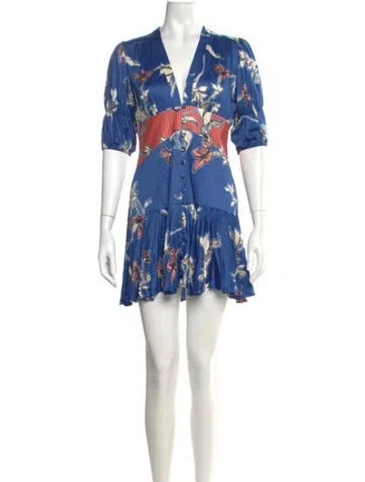 Pre-owned Alexis Floral Print Mini Dress In Blue