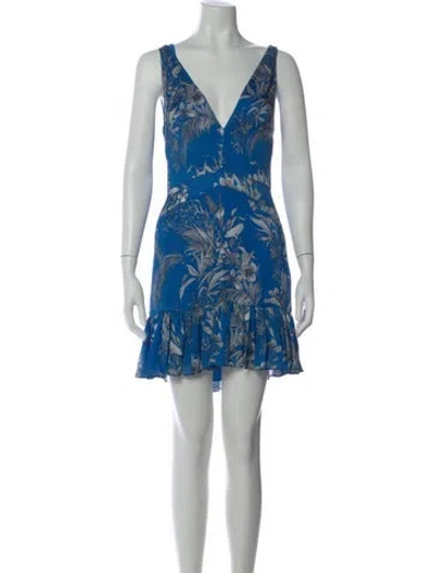Pre-owned Alexis Floral Print Mini Dress In Blue