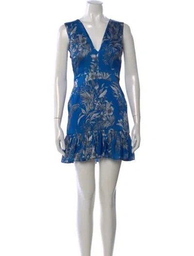 Pre-owned Alexis Floral Print Mini Dress In Blue
