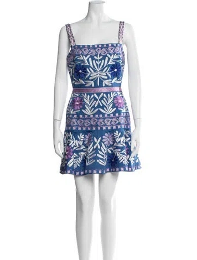 Pre-owned Alexis Floral Print Mini Dress In Blue