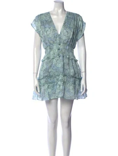 Pre-owned Alexis Floral Print Mini Dress In Blue