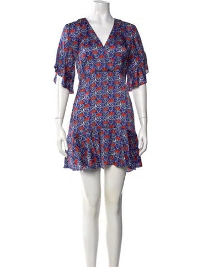 Pre-owned Alexis Floral Print Mini Dress In Blue