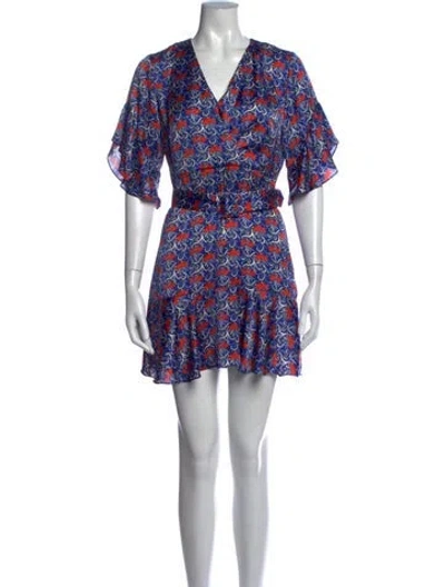 Pre-owned Alexis Floral Print Mini Dress In Blue