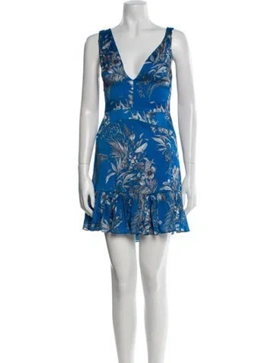 Pre-owned Alexis Floral Print Mini Dress In Blue