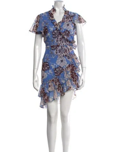 Pre-owned Alexis Floral Print Mini Dress In Blue