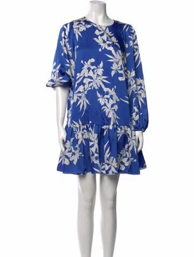 Pre-owned Alexis Floral Print Mini Dress In Blue