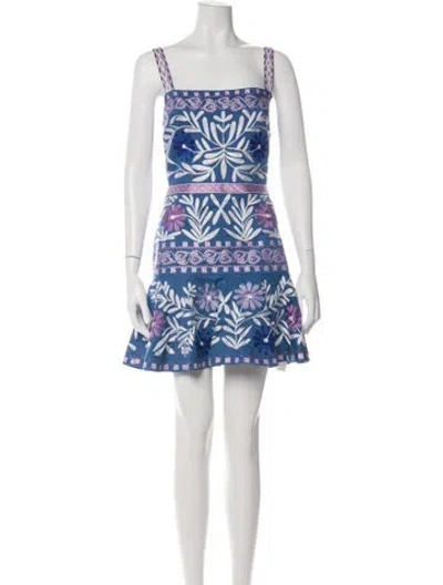 Pre-owned Alexis Floral Print Mini Dress In Blue