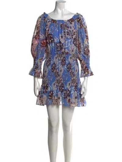 Pre-owned Alexis Floral Print Mini Dress In Blue