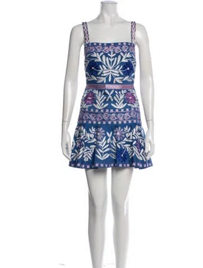 Pre-owned Alexis Floral Print Mini Dress In Blue