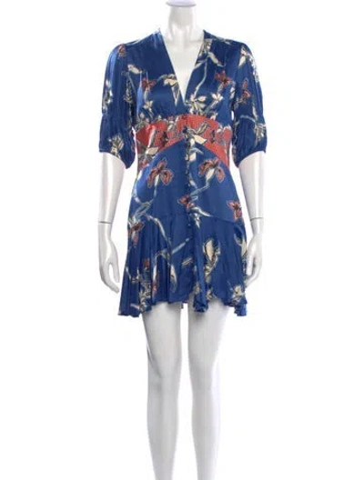 Pre-owned Alexis Floral Print Mini Dress In Blue