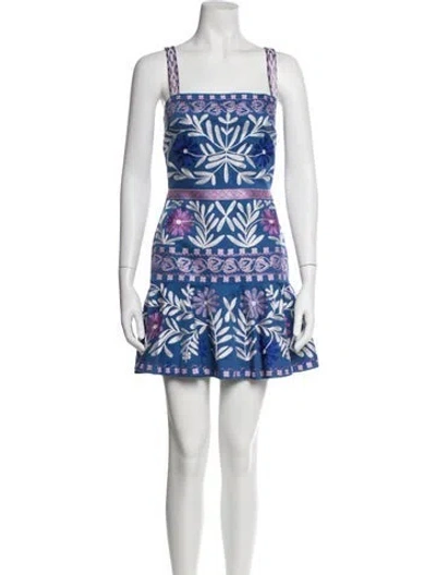 Pre-owned Alexis Floral Print Mini Dress In Blue