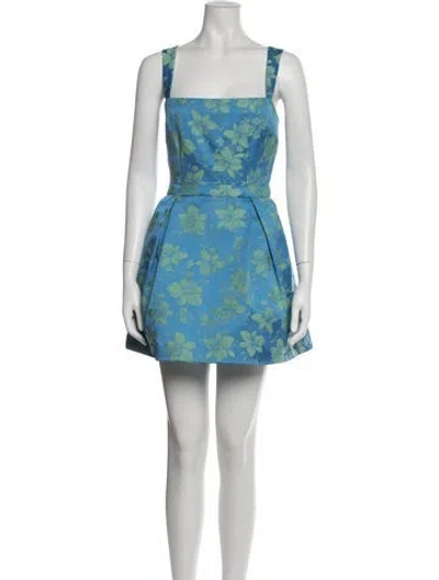 Pre-owned Alexis Floral Print Mini Dress In Blue