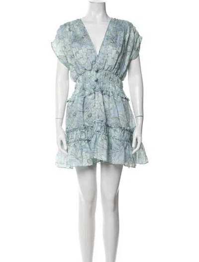 Pre-owned Alexis Floral Print Mini Dress In Blue