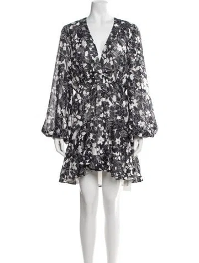 Pre-owned Alexis Floral Print Mini Dress In Blue