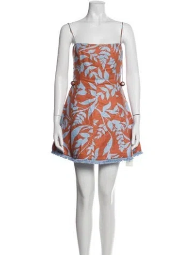 Pre-owned Alexis Floral Print Mini Dress In Blue/orange