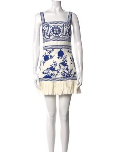 Pre-owned Alexis Floral Print Mini Dress In Blue/white