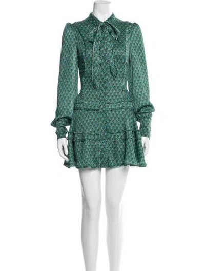 Pre-owned Alexis Floral Print Mini Dress In Green