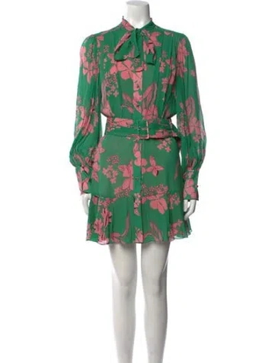 Pre-owned Alexis Floral Print Mini Dress In Green