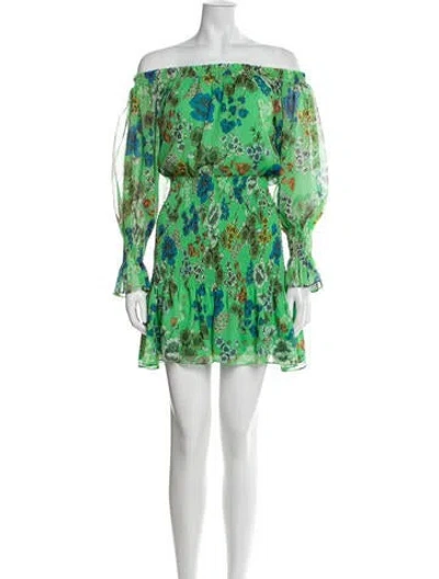 Pre-owned Alexis Floral Print Mini Dress In Green