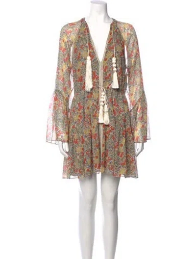 Pre-owned Alexis Floral Print Mini Dress In Green