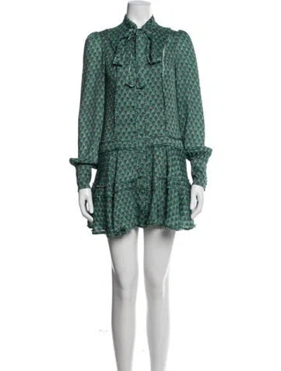 Pre-owned Alexis Floral Print Mini Dress In Green