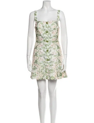 Pre-owned Alexis Floral Print Mini Dress In Green
