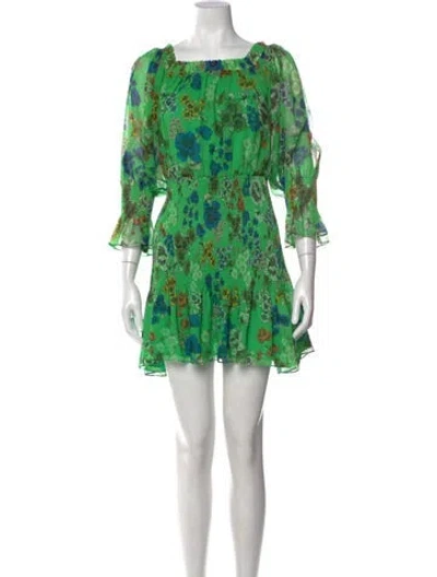 Pre-owned Alexis Floral Print Mini Dress In Green
