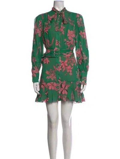 Pre-owned Alexis Floral Print Mini Dress In Green
