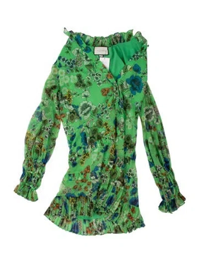 Pre-owned Alexis Floral Print Mini Dress In Green
