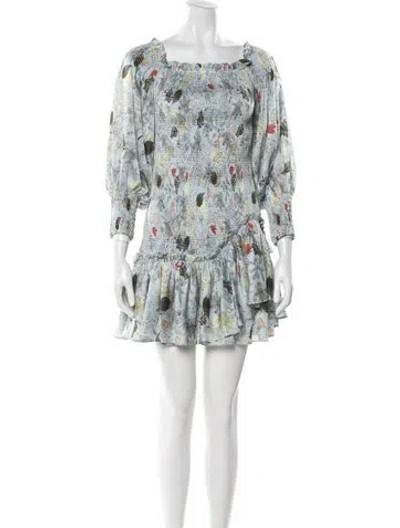 Pre-owned Alexis Floral Print Mini Dress In Neutral