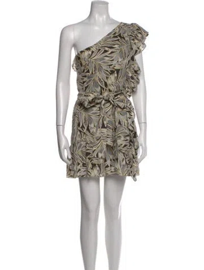 Pre-owned Alexis Floral Print Mini Dress In Neutral