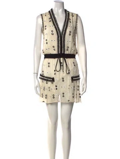 Pre-owned Alexis Floral Print Mini Dress In Neutral
